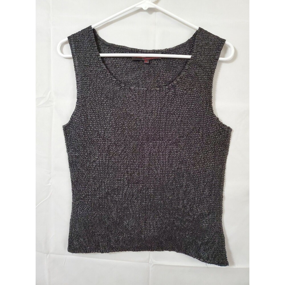 Pleats Collection By Ping Imports Blouse Top Women's Size M Crinkle Design Black